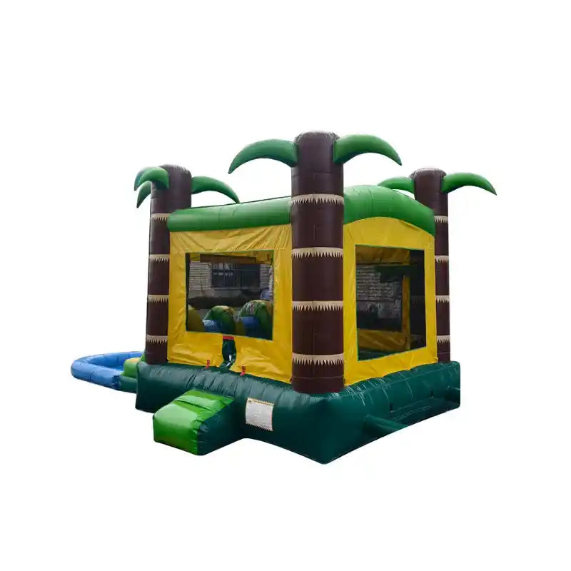 Tropical Bounce House Combo with Water Slide – Inflate-O Jumpers Back View