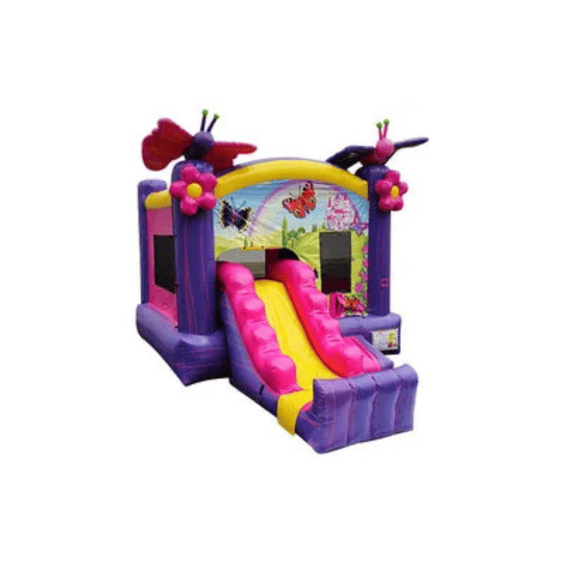 21ft Butterfly Combo – Compact Garden-Themed Inflatable for Young Guests Front Right View