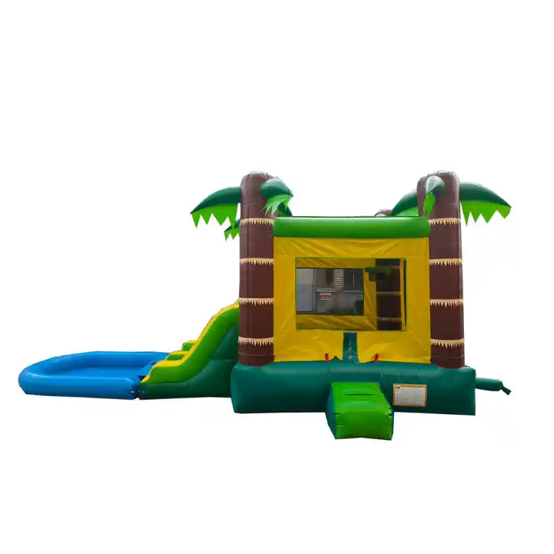 Tropical Bounce House Combo with Water Slide – Inflate-O Jumpers Rear View