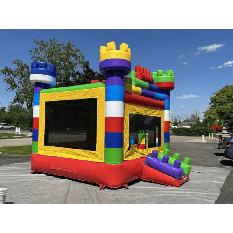 Moonwalk USA Block Bounce House Rainbow Castle Front Right View