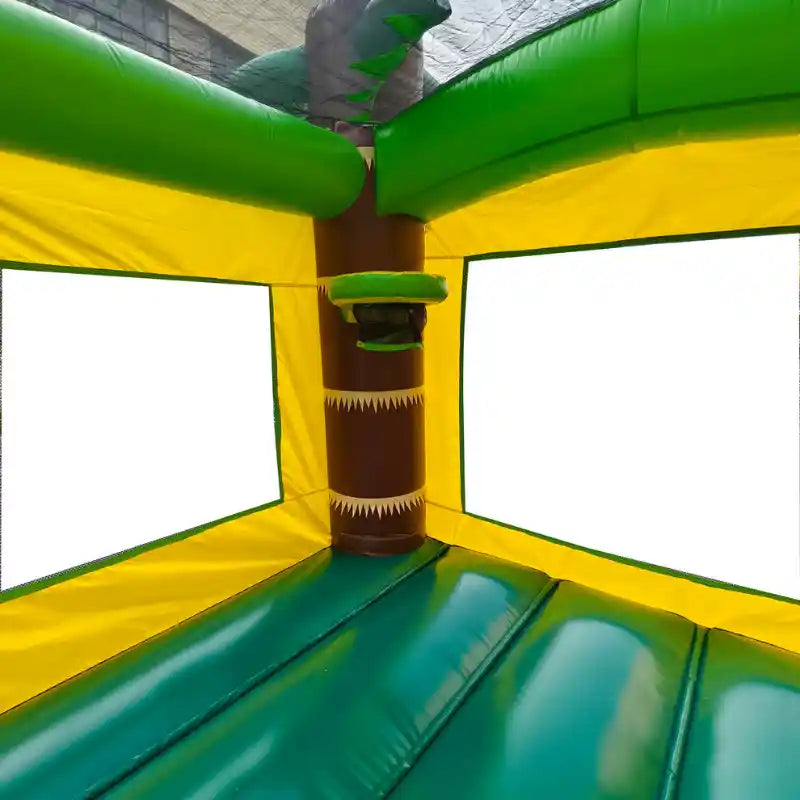 Tropical Bounce House Combo with Water Slide – Inflate-O Jumpers Hoop Inside View