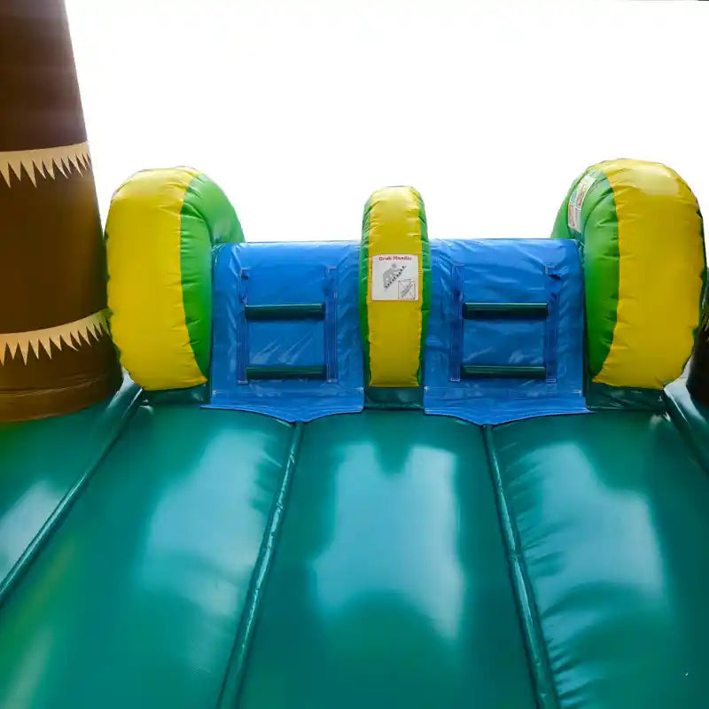 Tropical Bounce House Combo with Water Slide – Inflate-O Jumpers Ladder to Slide View