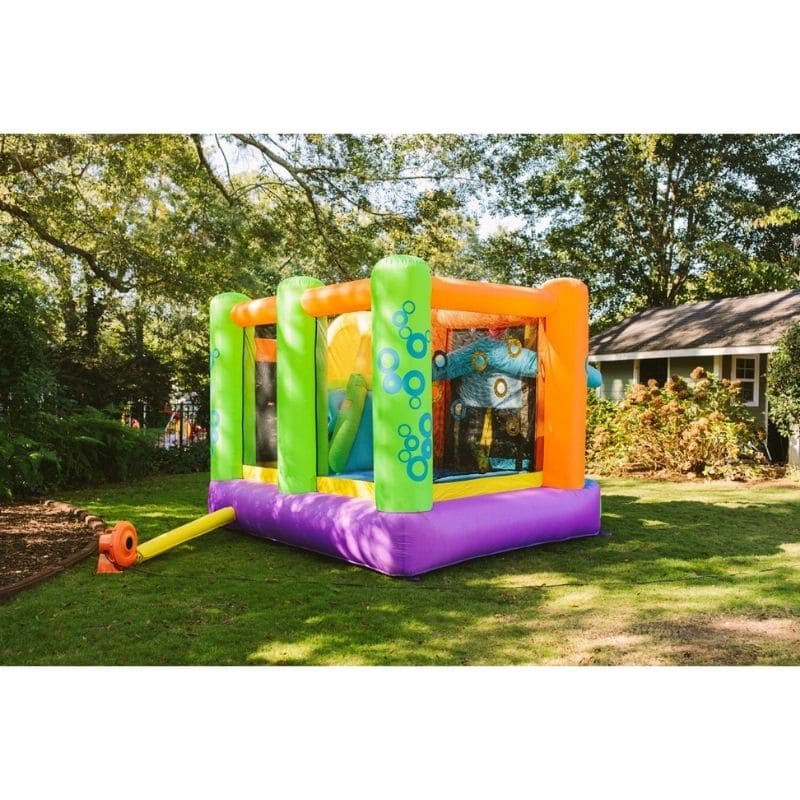 KidWise Double Shot Residential Bouncer Rear Right View in Backyard