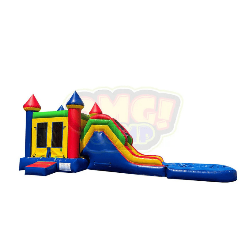 Backyard Jump & Slide Combo with Optional Pool Front View with Pool