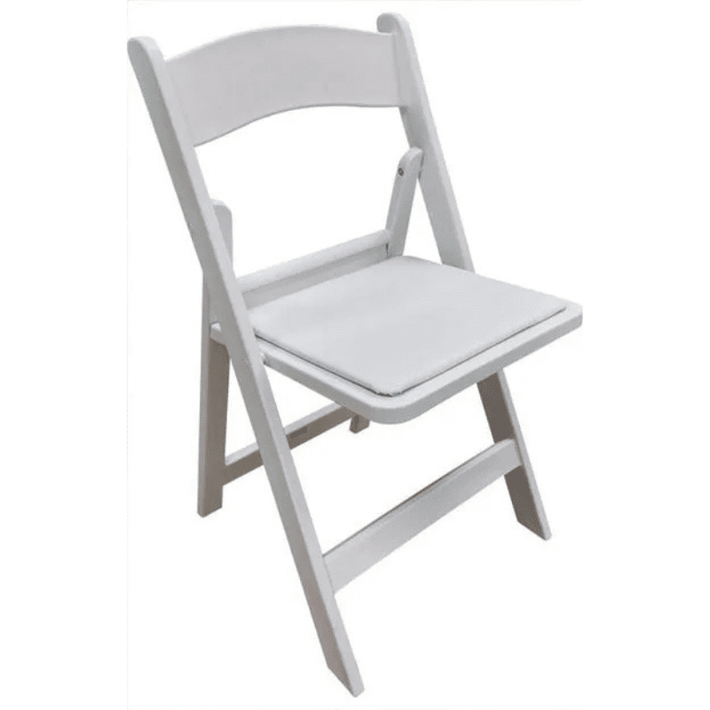 White Resin Folding Chair with Cushion