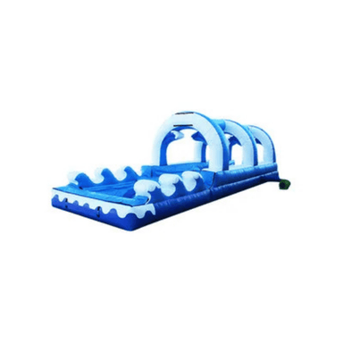 Blue Ocean Dual Lane Slip & Dip – Commercial Inflatable Water Slide for Rentals Front Right View