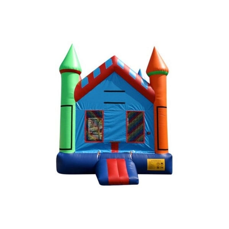 Bouncing Angels Rainbow Castle Inflatable Jumper - Commercial-Grade, Wholesale Supplier, 13 ft Bounce House Front View