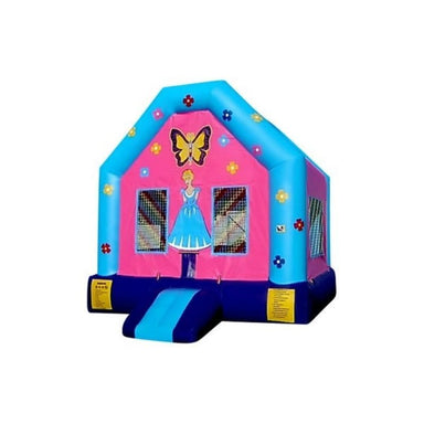 Bouncing Angels Princess Doll House Inflatable Jumper - Commercial-Grade, Wholesale Supplier, 13 ft Butterfly Theme Bounce House Front Left View