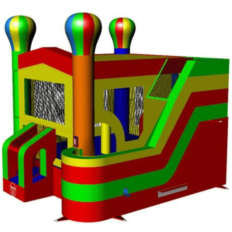 Moonwalk USA Balloon Bounce House Combo Wet n Dry Front Left Render View