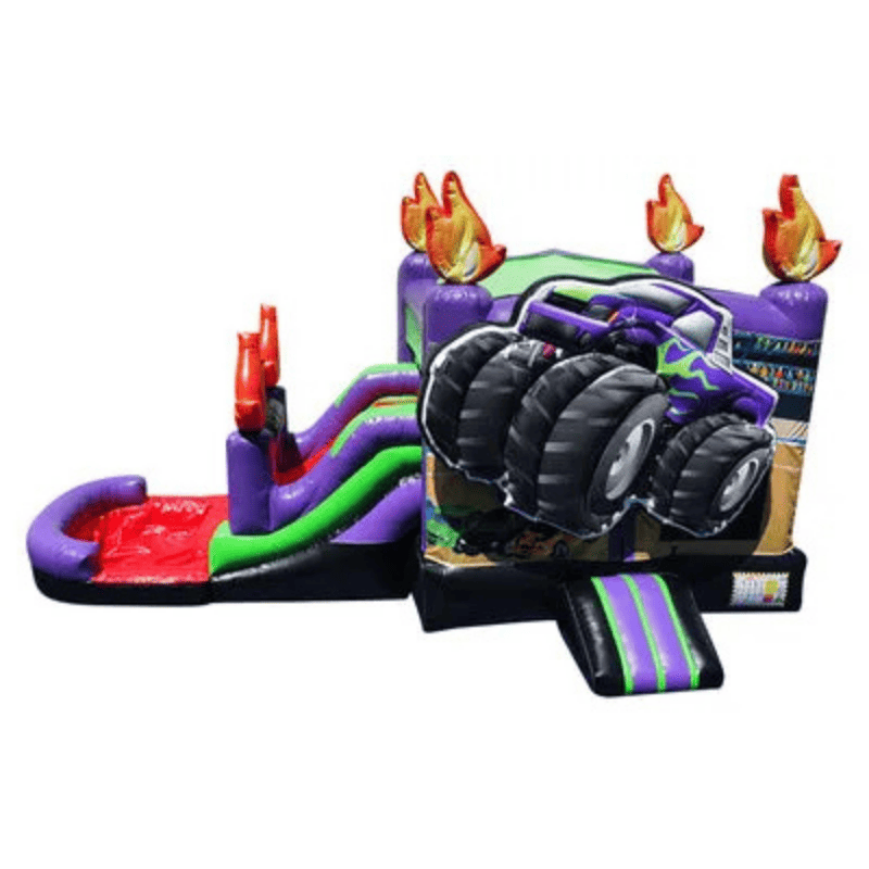 25ft Digger Monster Truck Combo – Construction-Themed Inflatable for Parties Purple View