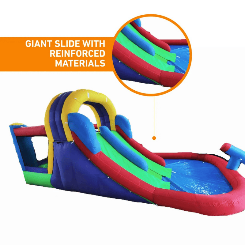 Avyna Royal Wave Bounce House 1 with Inflatable Water Slide Right View with Materials Information