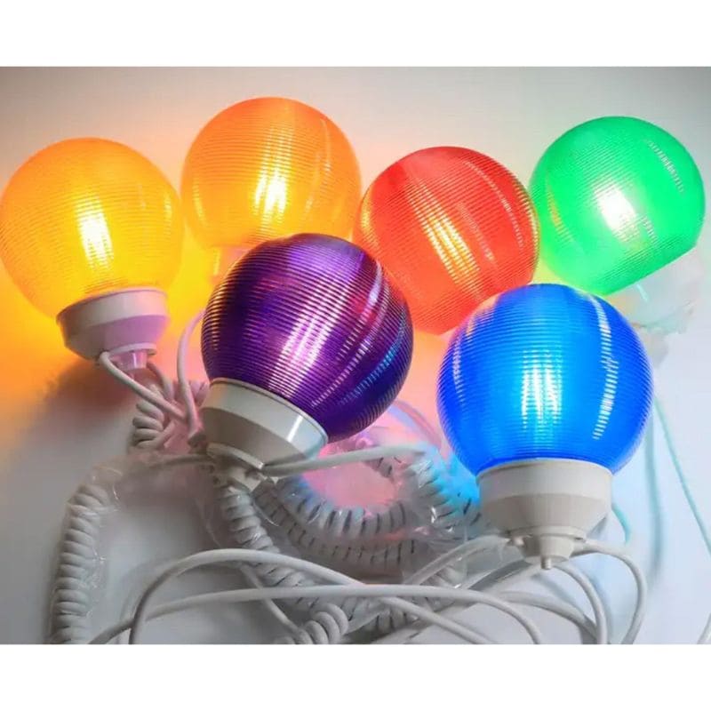 8-Globe Light Set - White and Colored Globes Decorative Tent Lights Colored Lights Top View