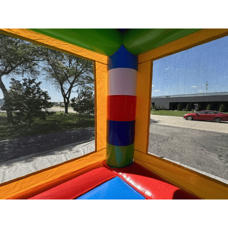 Moonwalk USA Block Bounce House Rainbow Castle Corner View