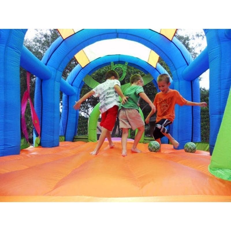 KidWise Arc Arena II Sport Bouncer Inflatable Sports Residential Bounce House Kids Playing Inside Close Low View
