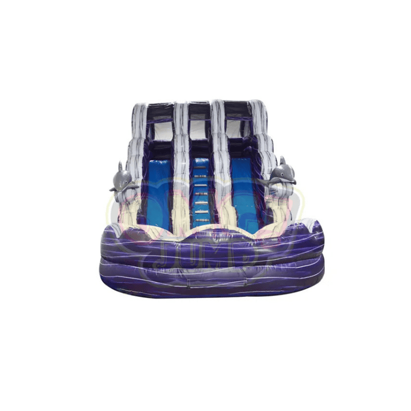 18' Double Lane Waterslide Purple Splash Front View
