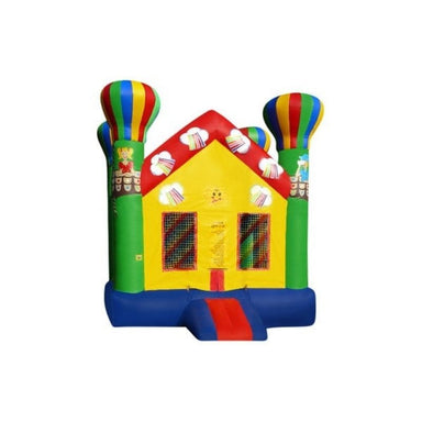 Bouncing Angels Hot Air Balloon Inflatable Jumper Rainbow Cloud Themed Front View