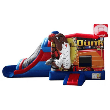 27ft 3D Basketball Combo – Slam Dunk Inflatable Bounce and Slide Unit Front View