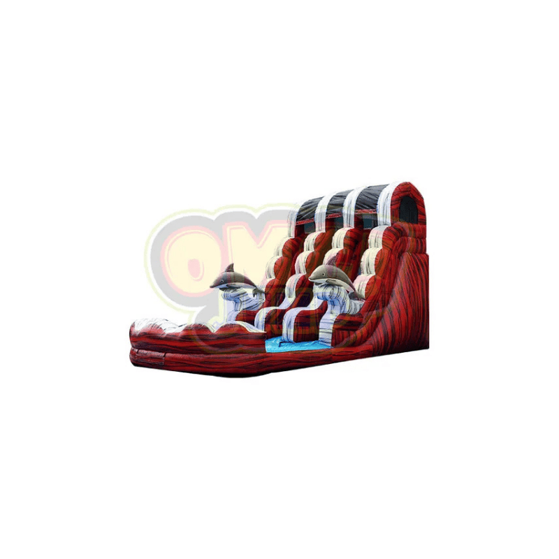 18' Double Lane Waterslide (THE FIRE) Front Left View
