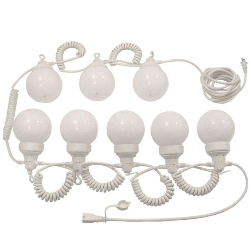 8-Globe Light Set - White and Colored Globes Decorative Tent Lights White Lights Top View
