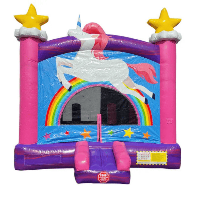 Moonwalk USA Unicorn Bounce House Rainbow Theme Front View