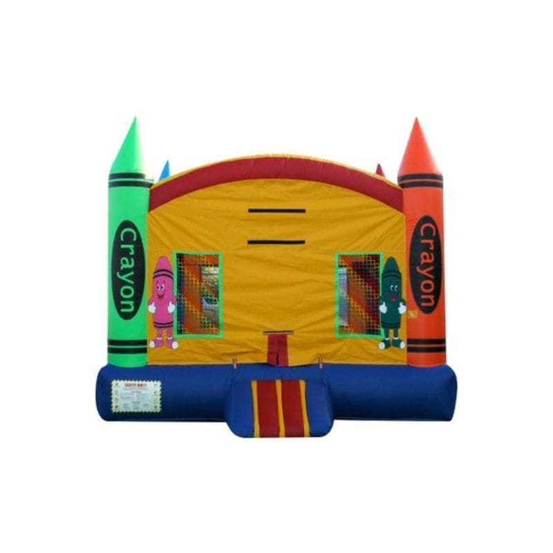 Bouncing Angels Crayon Jumper Box Frame Multi-Colored Bounce House Round Front View