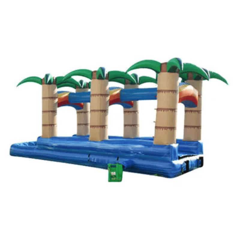 Tropical Blue Slip and Slide – Cool Inflatable Water Attraction for Rentals Rear Alternate View