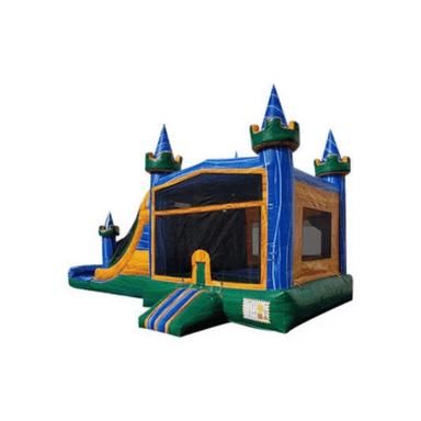 27ft Marble All-Around Castle Combo – Premium Marble-Print Inflatable Unit Front Left View