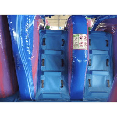 Moonwalk USA 2-Lane Purple Bounce House Combo Wet n Dry Ladder View