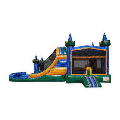 27ft Marble All-Around Castle Combo – Premium Marble-Print Inflatable Unit Front View