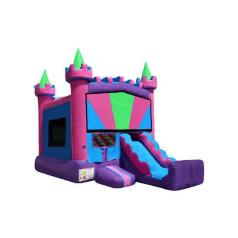 21ft Variety Color Mini Combo – Compact Multi-Color Bounce Combo for Rentals Front Right View