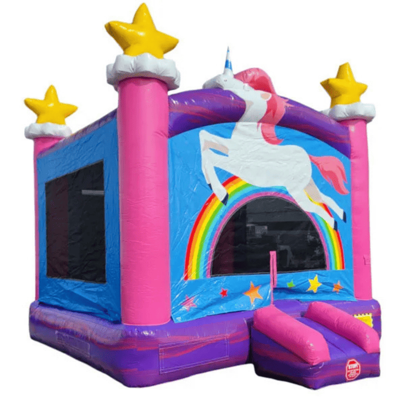 Moonwalk USA Unicorn Bounce House Rainbow Theme Front Right View