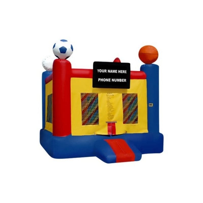 Bouncing Angels Sports Inflatable Bouncer - 13 FT in Primary Colors Box Front Right View