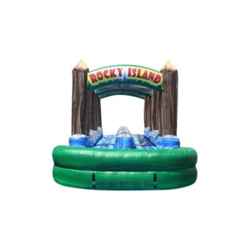 Rocky Island Slip N Dip – Rugged Adventure Inflatable Water Ride Front View