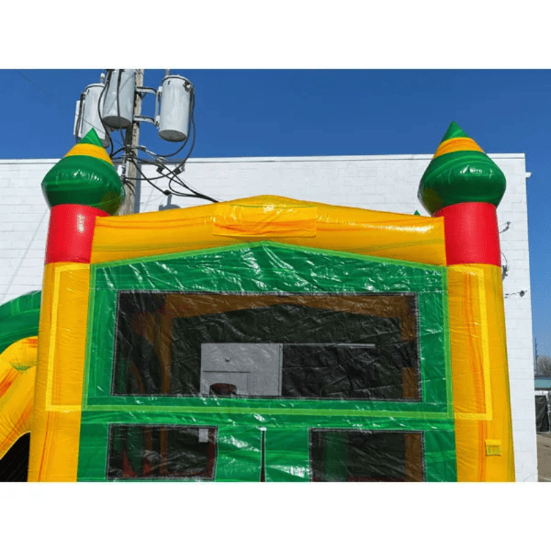 Moonwalk USA 2-Lane Fiesta Bounce House Combo Wet n Dry Top Front View