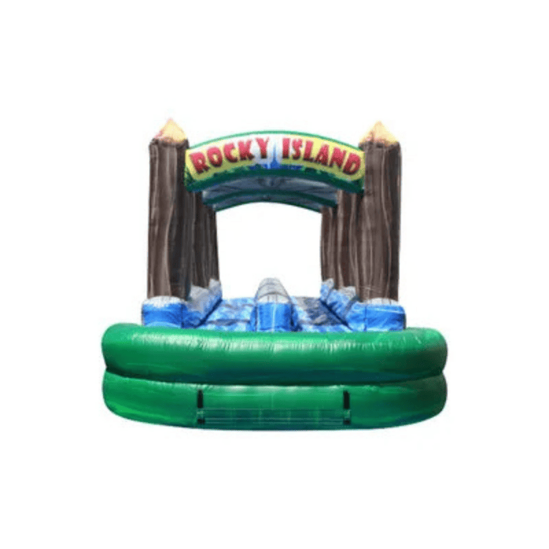 Rocky Island Slip N Dip – Rugged Adventure Inflatable Water Ride Front Closer View