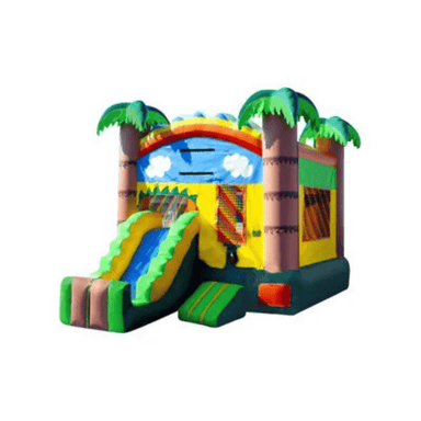 21ft Tropical Mini Combo – Compact Island-Themed Bounce House Front Left View