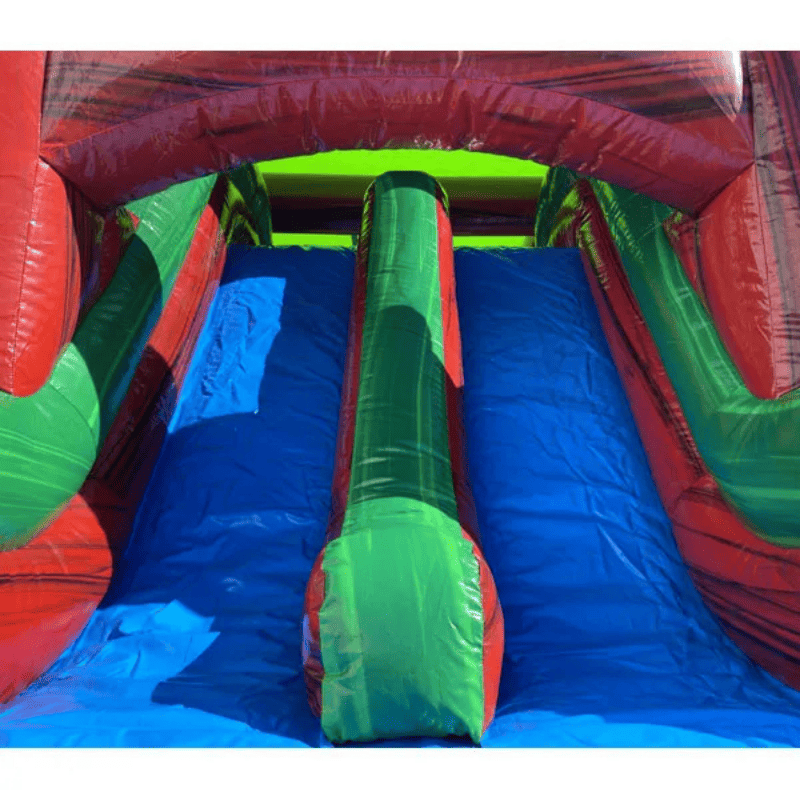 Moonwalk USA 2-Lane Red Ruby Castle Bounce House Combo Wet n Dry Slide View