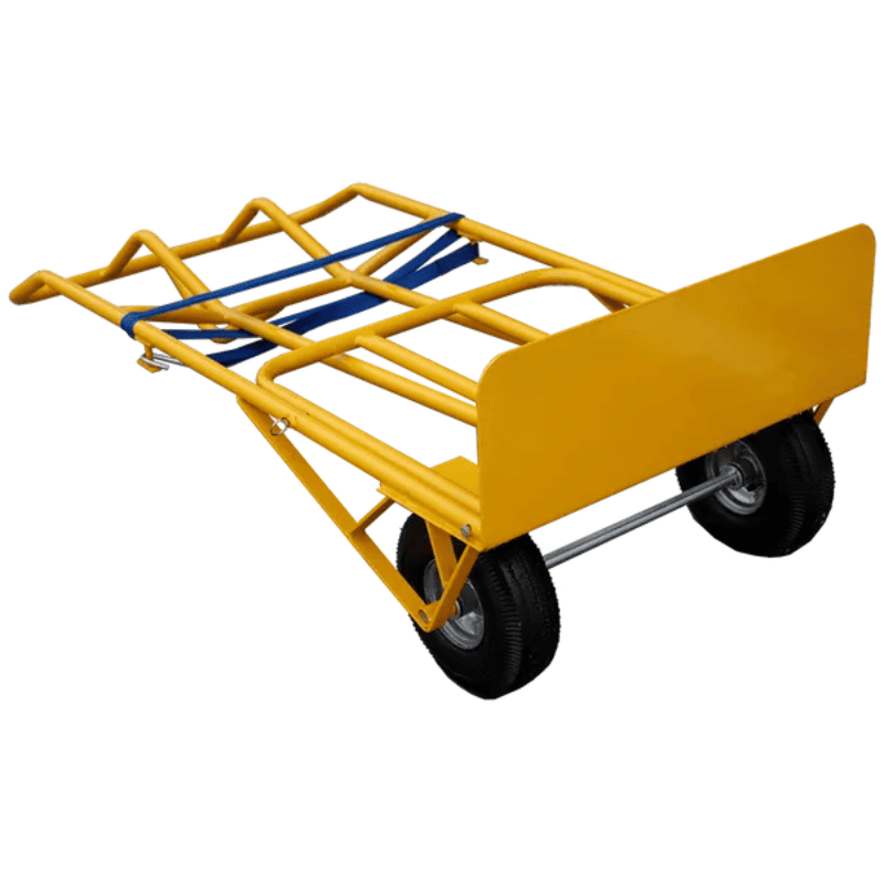 Moonwalk USA 2-Wheel Yellow Dolly Front Right View of Horizontal Dolly