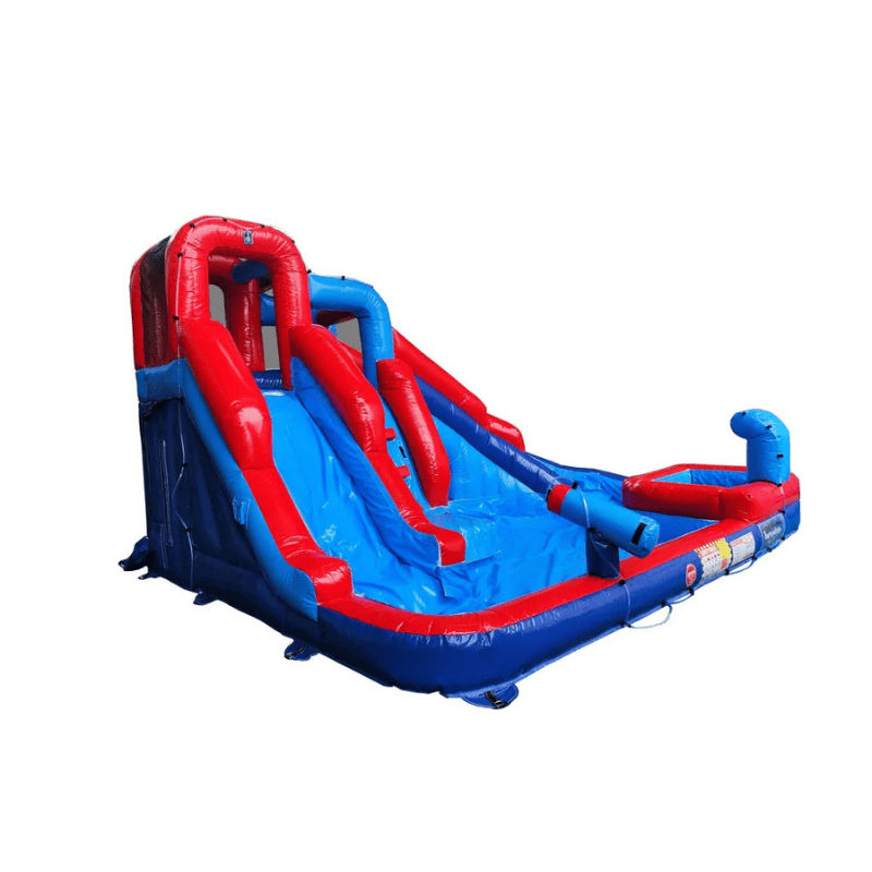 Avyna Extreme Waterpark Pro Inflatable with Water Slide Front Right View of Slide and Water Cannon