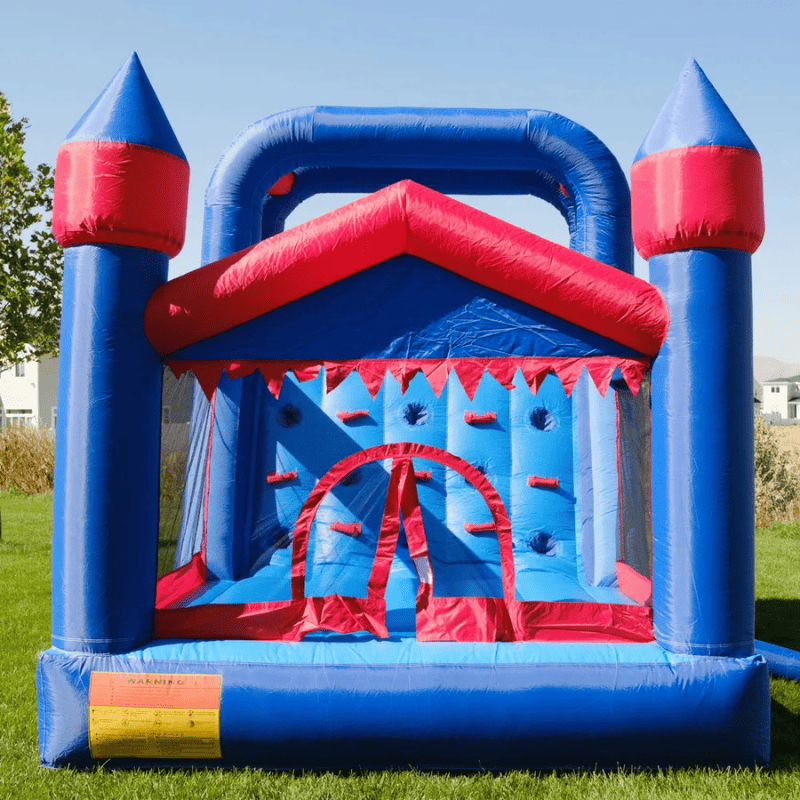 Avyna Royal Tower Slide 2 Bounce House Entrance with Climbing Wall and 2 Towers