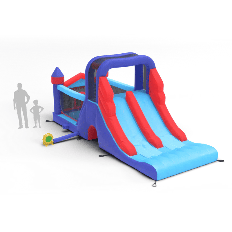 Avyna Royal Tower Slide 2 Bounce House with People for Size Comparison