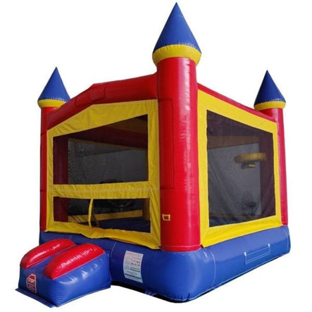 13x13 Castle Bounce House primary colors front left view