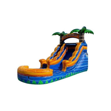 Bouncing Angels Sea Breeze Inflatable Water Slide - 13 FT in Blue and Orange Front Left
