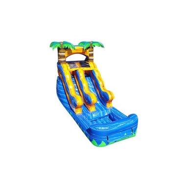 Bouncing Angels Tropical Inflatable Water Slide - 12 ft in Blue and Yellow Front Top Right
