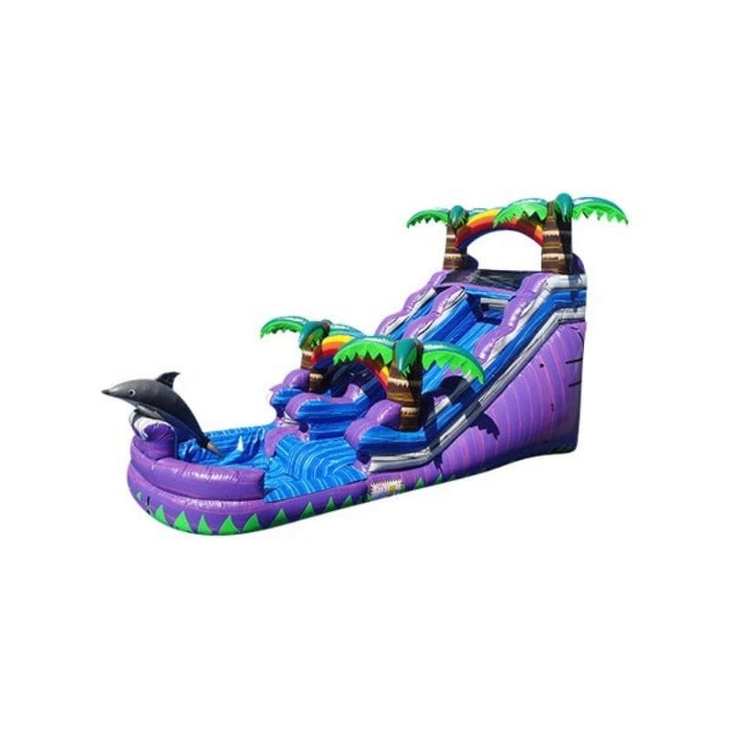 Bouncing Angels Purple Dolphin Inflatable Water Slide - 15 FT in Purple Left