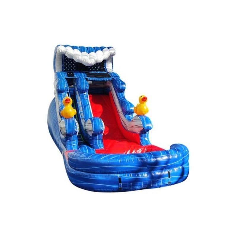 Bouncing Angels Duck Inflatable Water Slide - 16 FT in Blue Front Right Alternate