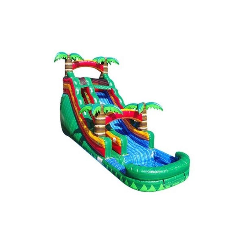 Bouncing Angels Emerald Fire Inflatable Water Slide - 18 FT in Green and Red Front Right