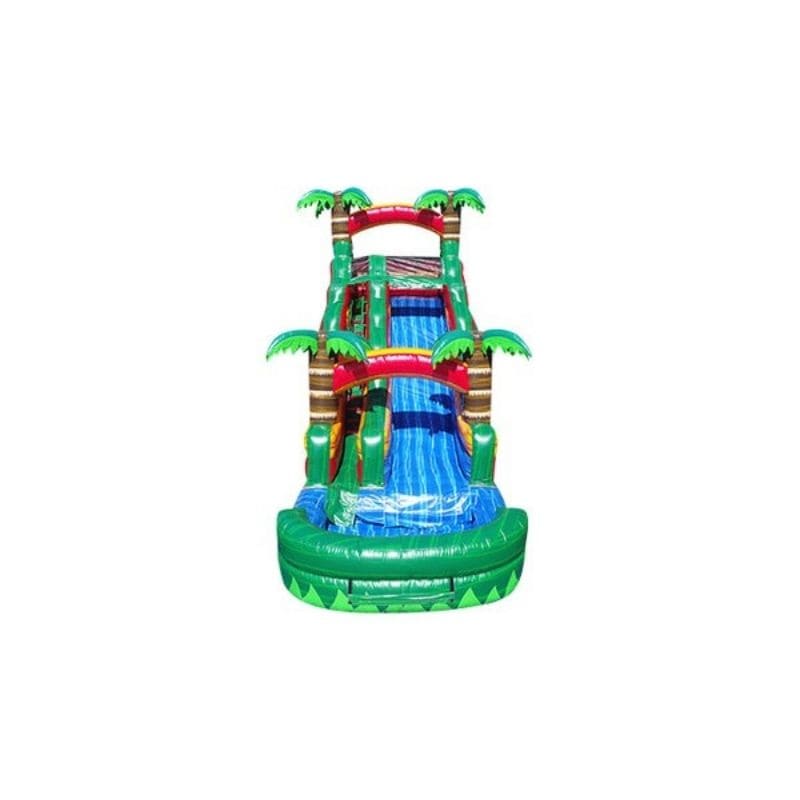 Bouncing Angels Emerald Fire Inflatable Water Slide - 18 FT in Green and Red Front