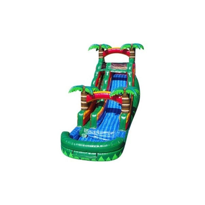 Bouncing Angels Emerald Fire Inflatable Water Slide - 18 FT in Green and Red Front Left