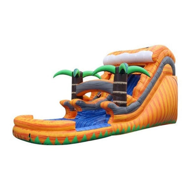 Bouncing Angels Tropical Tsunami Inflatable Water Slide - 14 FT in Orange Front Left